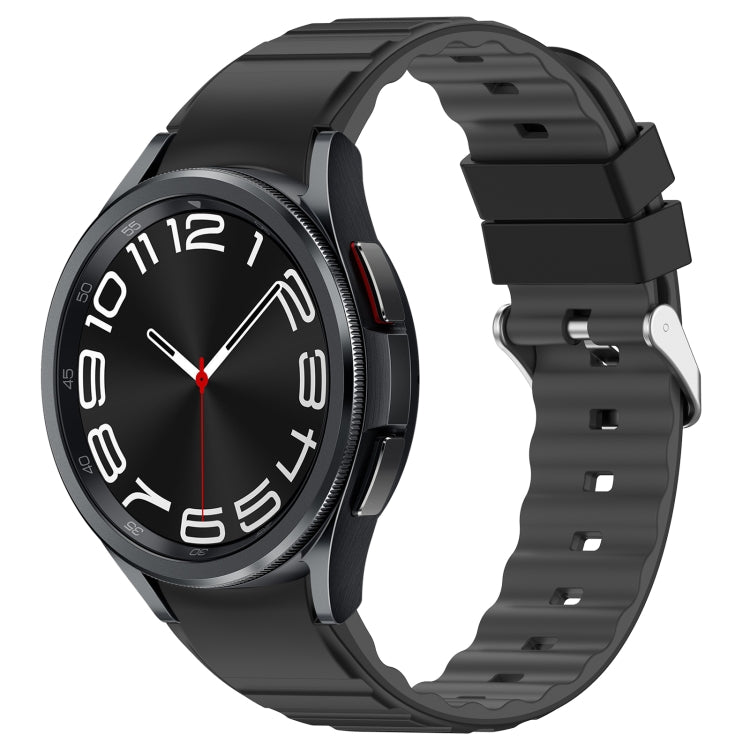 For Samsung Galaxy Watch 6 Two Color Horizontal Silicone Watch Band(Black Grey) - Watch Bands by PMC TechLife | Online Shopping South Africa | PMC TechLife