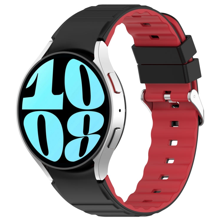 For Samsung Galaxy Watch 6 Two Color Horizontal Silicone Watch Band(Black Red) - Watch Bands by PMC TechLife | Online Shopping South Africa | PMC TechLife