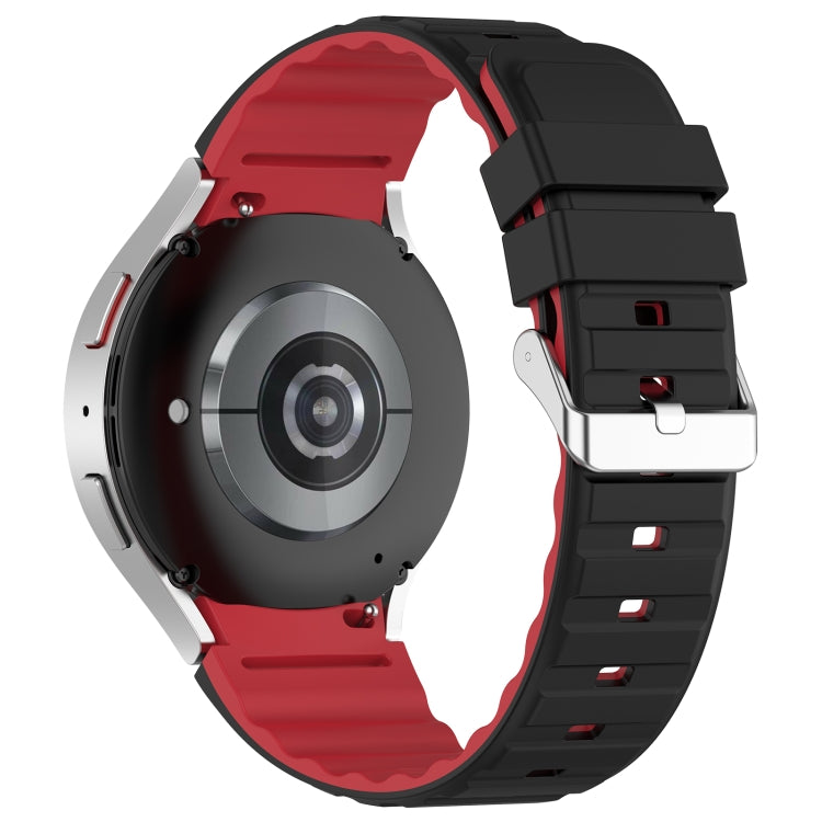 For Samsung Galaxy Watch 6 Two Color Horizontal Silicone Watch Band(Black Red) - Watch Bands by PMC TechLife | Online Shopping South Africa | PMC TechLife