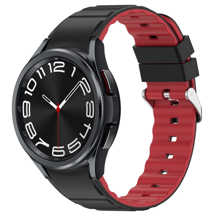 For Samsung Galaxy Watch 6 Two Color Horizontal Silicone Watch Band(Black Red) - Watch Bands by PMC TechLife | Online Shopping South Africa | PMC TechLife