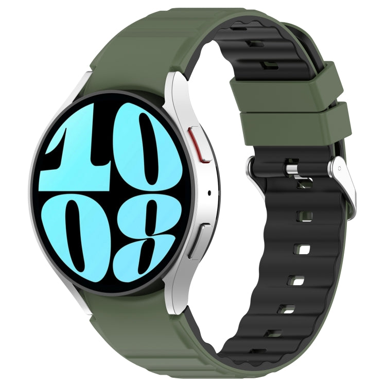 For Samsung Galaxy Watch 6 Two Color Horizontal Silicone Watch Band(Olive Green Black) - Watch Bands by PMC TechLife | Online Shopping South Africa | PMC TechLife