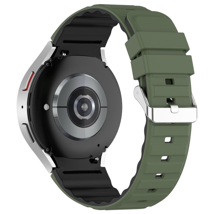 For Samsung Galaxy Watch 6 Two Color Horizontal Silicone Watch Band(Olive Green Black) - Watch Bands by PMC TechLife | Online Shopping South Africa | PMC TechLife