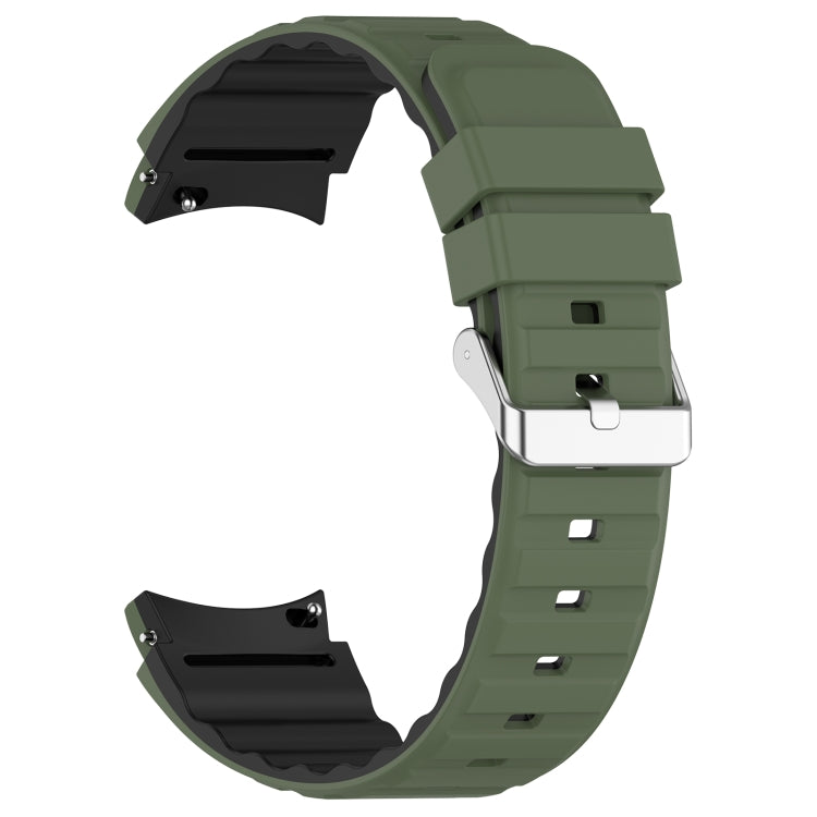 For Samsung Galaxy Watch 6 Two Color Horizontal Silicone Watch Band(Olive Green Black) - Watch Bands by PMC TechLife | Online Shopping South Africa | PMC TechLife