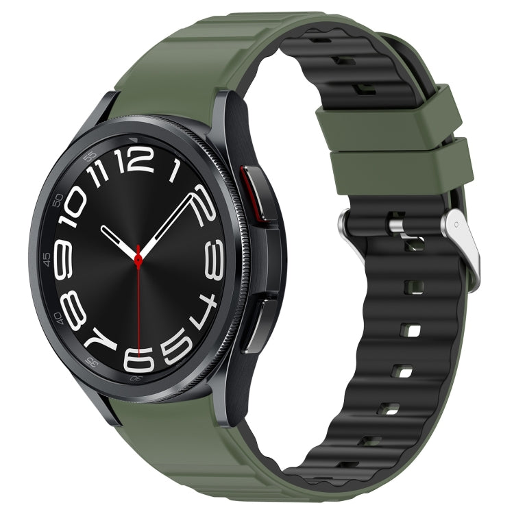 For Samsung Galaxy Watch 6 Two Color Horizontal Silicone Watch Band(Olive Green Black) - Watch Bands by PMC TechLife | Online Shopping South Africa | PMC TechLife