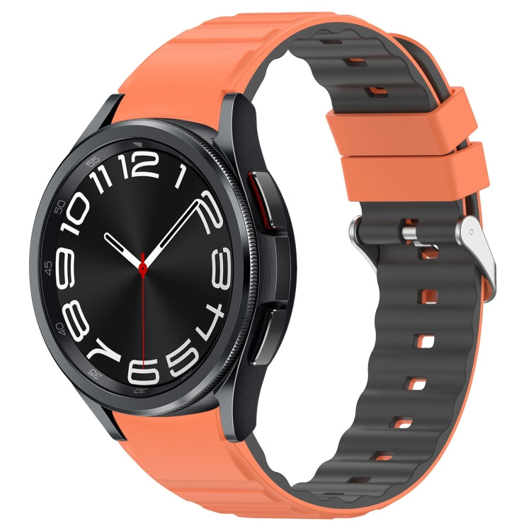 For Samsung Galaxy Watch 6 Two Color Horizontal Silicone Watch Band(Orange Grey) - Watch Bands by PMC TechLife | Online Shopping South Africa | PMC TechLife