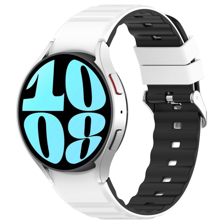 For Samsung Galaxy Watch 6 Two Color Horizontal Silicone Watch Band(White Black) - Watch Bands by PMC TechLife | Online Shopping South Africa | PMC TechLife