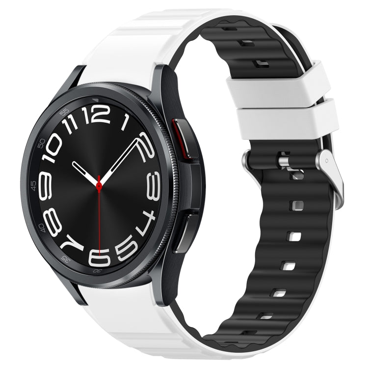 For Samsung Galaxy Watch 6 Two Color Horizontal Silicone Watch Band(White Black) - Watch Bands by PMC TechLife | Online Shopping South Africa | PMC TechLife