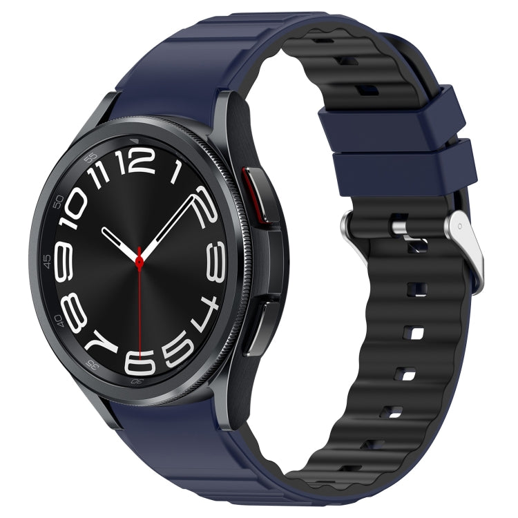 For Samsung Galaxy Watch 6 Two Color Horizontal Silicone Watch Band(Blue Black) - Watch Bands by PMC TechLife | Online Shopping South Africa | PMC TechLife
