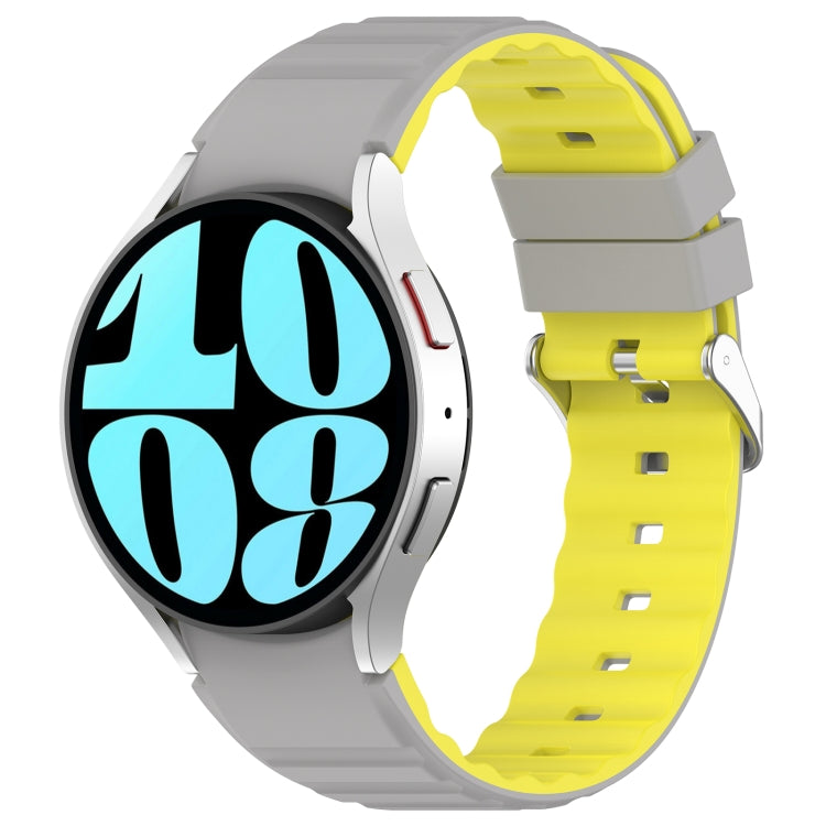 For Samsung Galaxy Watch 5 Two Color Horizontal Silicone Watch Band(Grey Yellow) - Watch Bands by PMC TechLife | Online Shopping South Africa | PMC TechLife