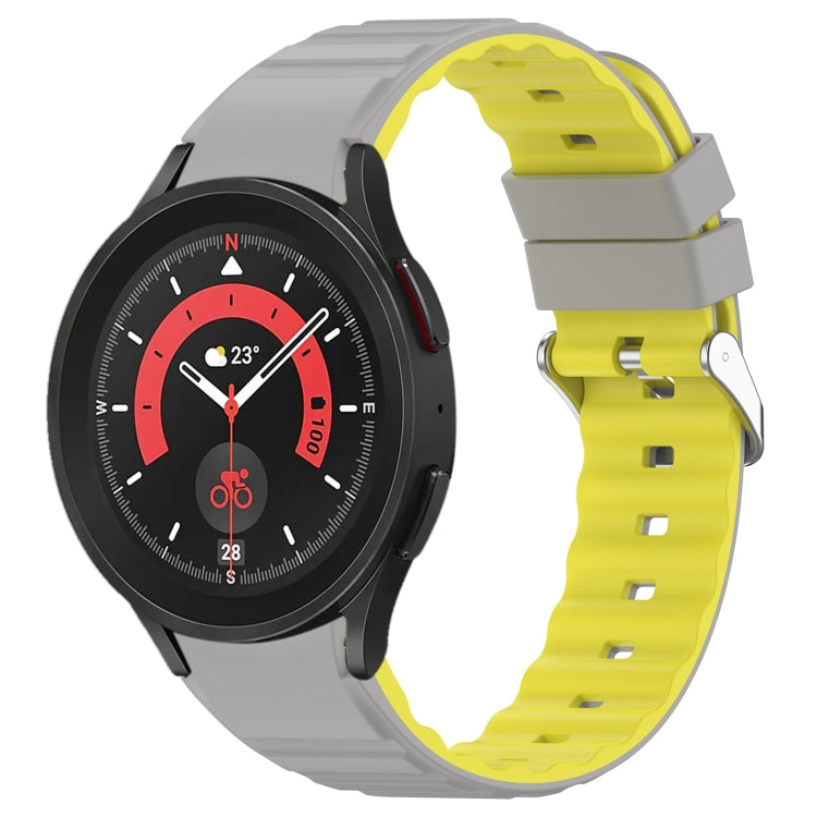 For Samsung Galaxy Watch 5 Two Color Horizontal Silicone Watch Band(Grey Yellow) - Watch Bands by PMC TechLife | Online Shopping South Africa | PMC TechLife