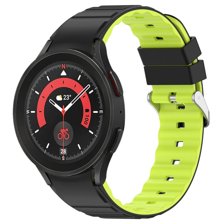 For Samsung Galaxy Watch 5 Two Color Horizontal Silicone Watch Band(Black Green) - Watch Bands by PMC TechLife | Online Shopping South Africa | PMC TechLife