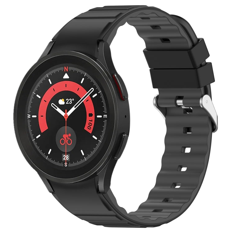 For Samsung Galaxy Watch 5 Two Color Horizontal Silicone Watch Band(Black Grey) - Watch Bands by PMC TechLife | Online Shopping South Africa | PMC TechLife