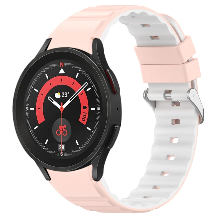 For Samsung Galaxy Watch 5 Pro Two Color Horizontal Silicone Watch Band(Pink White) - Watch Bands by PMC TechLife | Online Shopping South Africa | PMC TechLife