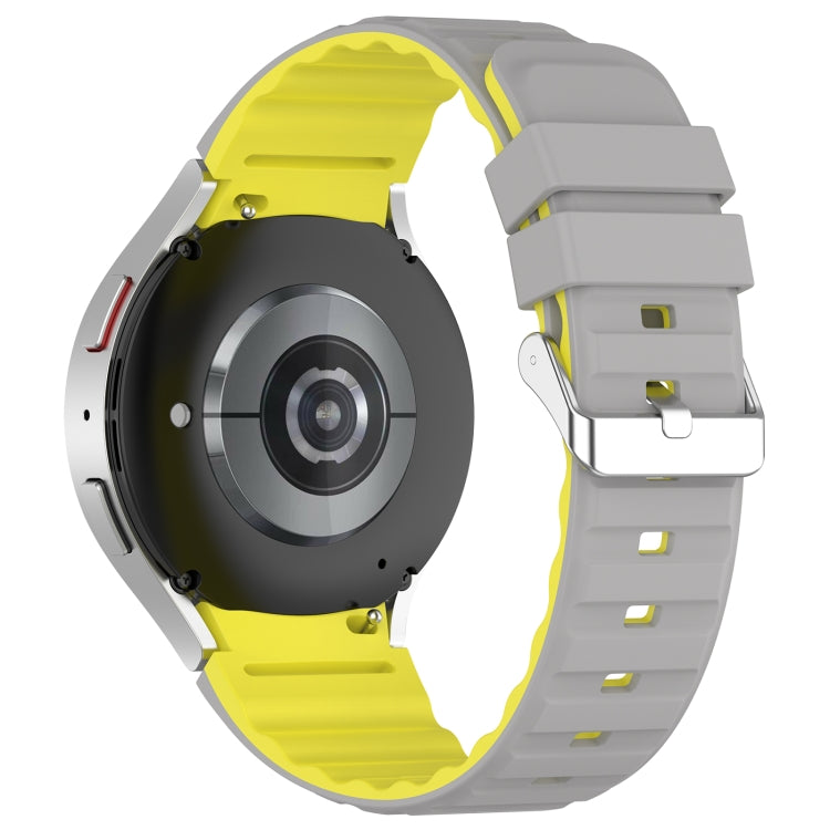 For Samsung Galaxy Watch 5 Pro Two Color Horizontal Silicone Watch Band(Grey Yellow) - Watch Bands by PMC TechLife | Online Shopping South Africa | PMC TechLife