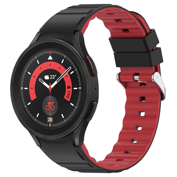 For Samsung Galaxy Watch 5 Pro Two Color Horizontal Silicone Watch Band(Black Red) - Watch Bands by PMC TechLife | Online Shopping South Africa | PMC TechLife