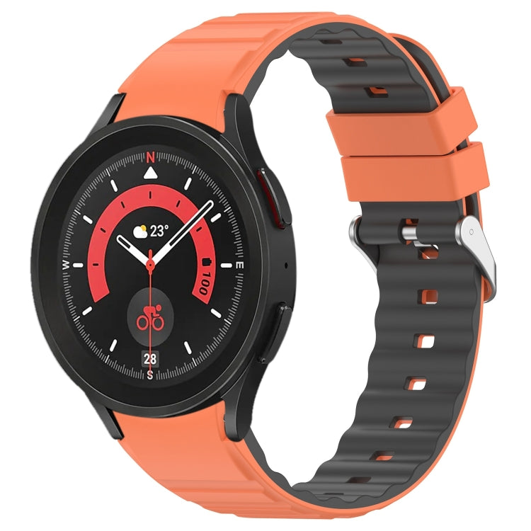 For Samsung Galaxy Watch 5 Pro Two Color Horizontal Silicone Watch Band(Orange Grey) - Watch Bands by PMC TechLife | Online Shopping South Africa | PMC TechLife