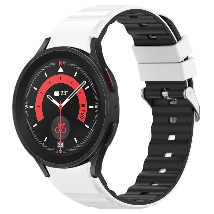 For Samsung Galaxy Watch 5 Pro Two Color Horizontal Silicone Watch Band(White Black) - Watch Bands by PMC TechLife | Online Shopping South Africa | PMC TechLife