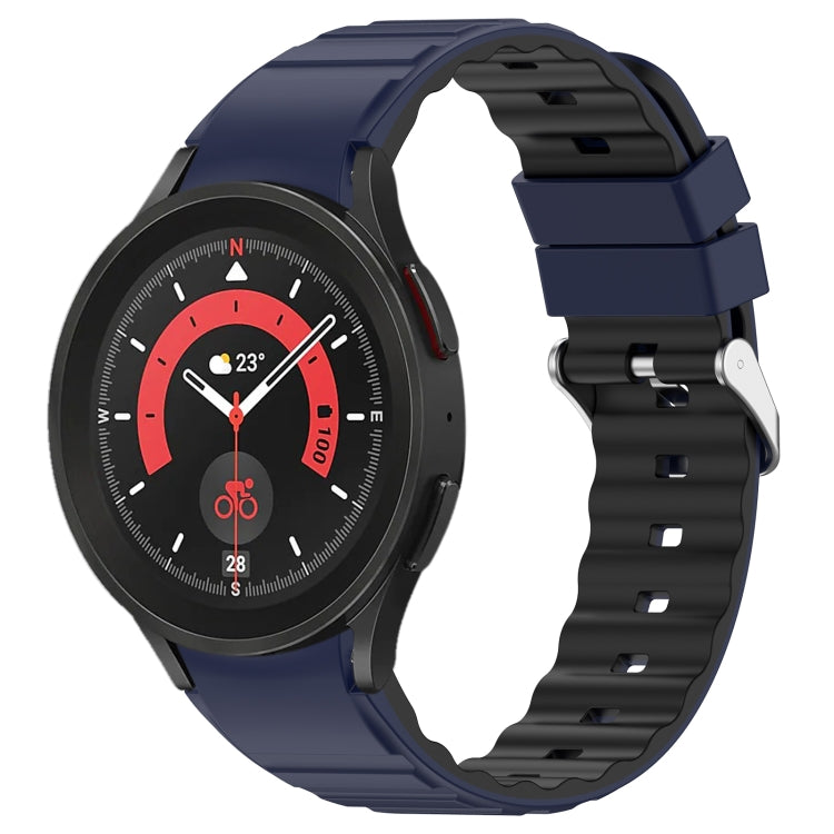For Samsung Galaxy Watch 5 Pro Two Color Horizontal Silicone Watch Band(Blue Black) - free shipping - PMC TechLife - Order now!