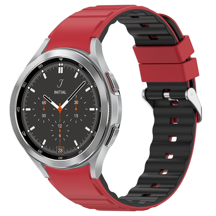 For Samsung Galaxy Watch 4 Classic 46mm Two Color Horizontal Silicone Watch Band(Red Black) - Watch Bands by PMC TechLife | Online Shopping South Africa | PMC TechLife