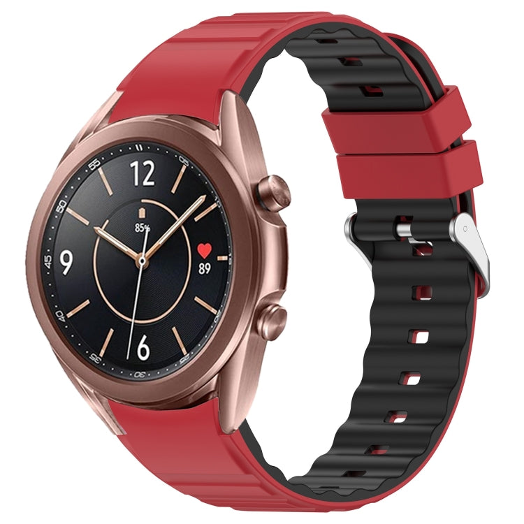 For Samsung Galaxy Watch 3 41mm Two Color Horizontal Silicone Watch Band(Red Black) - Watch Bands by PMC TechLife | Online Shopping South Africa | PMC TechLife