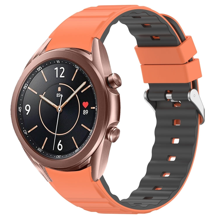 For Samsung Galaxy Watch 3 41mm Two Color Horizontal Silicone Watch Band(Orange Grey) - Watch Bands by PMC TechLife | Online Shopping South Africa | PMC TechLife