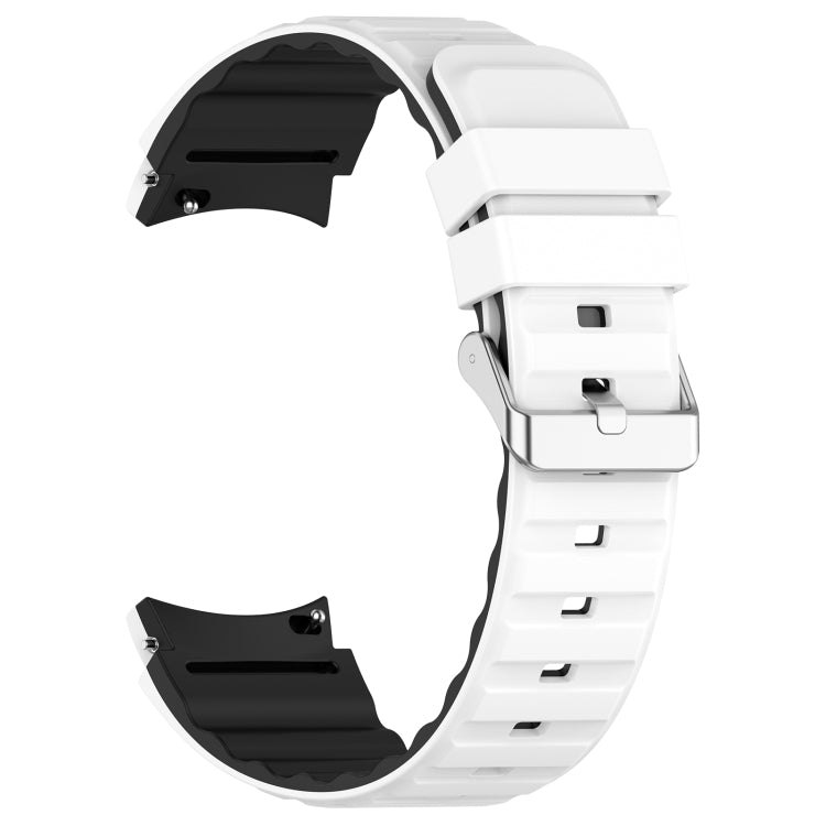 For Samsung Galaxy Watch 3 41mm Two Color Horizontal Silicone Watch Band(White Black) - Watch Bands by PMC TechLife | Online Shopping South Africa | PMC TechLife