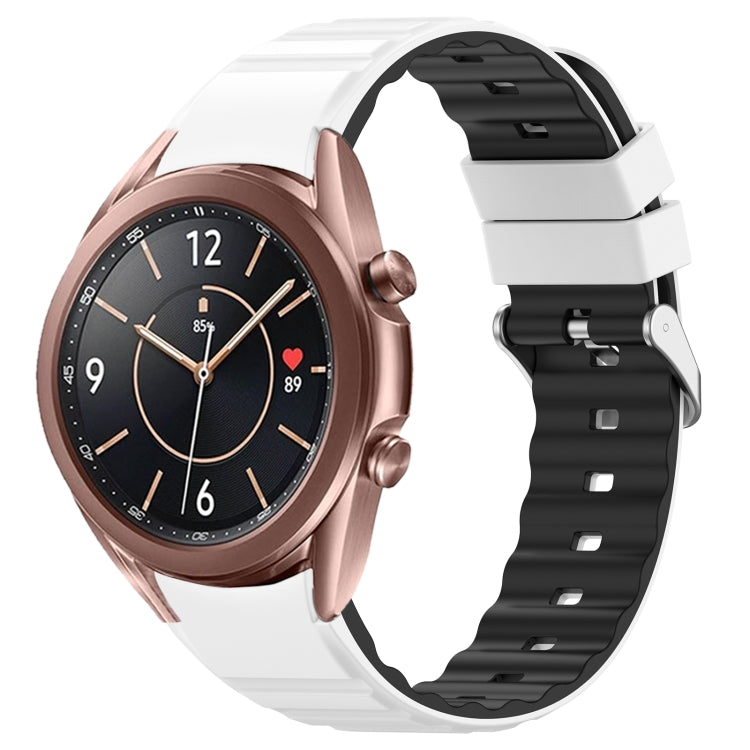 For Samsung Galaxy Watch 3 41mm Two Color Horizontal Silicone Watch Band(White Black) - Watch Bands by PMC TechLife | Online Shopping South Africa | PMC TechLife