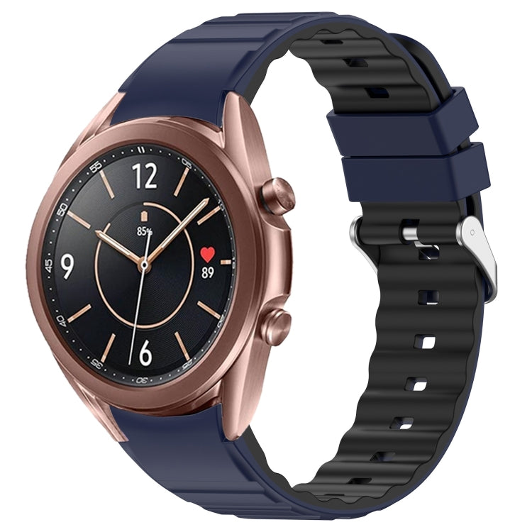 For Samsung Galaxy Watch 3 41mm Two Color Horizontal Silicone Watch Band(Blue Black) - Watch Bands by PMC TechLife | Online Shopping South Africa | PMC TechLife
