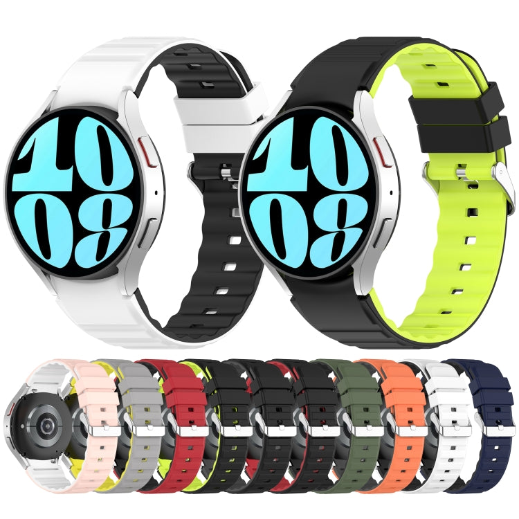 For Samsung Galaxy Watch 5 Pro Two Color Horizontal Silicone Watch Band(White Black) - Watch Bands by PMC TechLife | Online Shopping South Africa | PMC TechLife