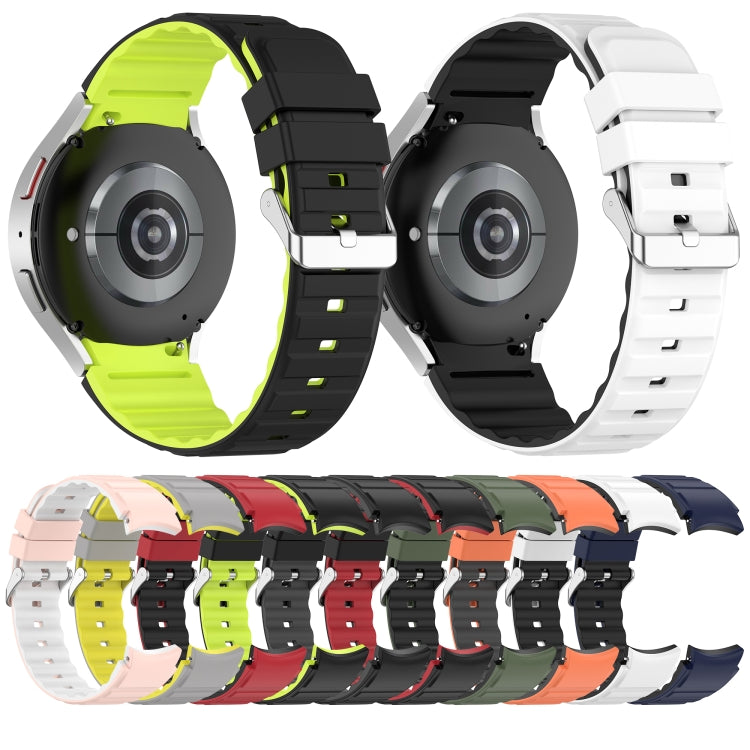For Samsung Galaxy Watch 5 Two Color Horizontal Silicone Watch Band(Blue Black) - Watch Bands by PMC TechLife | Online Shopping South Africa | PMC TechLife