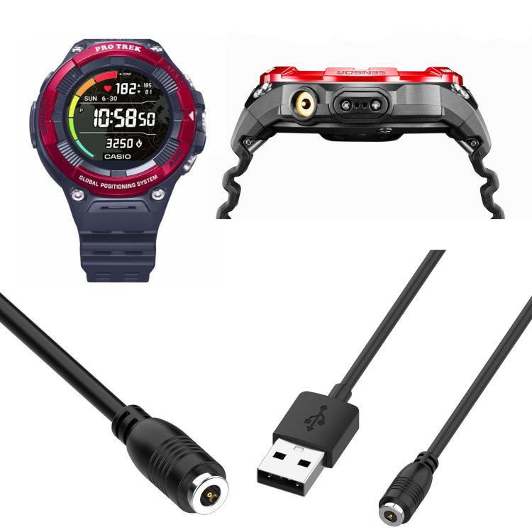 For Casio Pre-Trek F21 Smart Watch Charging Cable, length: 1m(Black) - Charger by PMC TechLife | Online Shopping South Africa | PMC TechLife