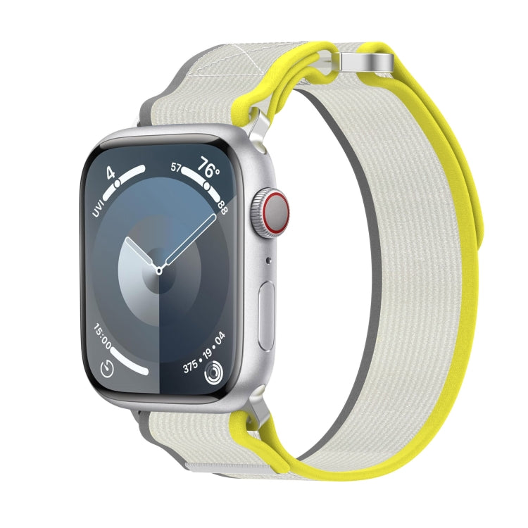 For Apple Watch Series 8 41mm Double Hook and Loop Faster Nylon Watch Band(Yellow + Beige) - free shipping - PMC TechLife - Order now!