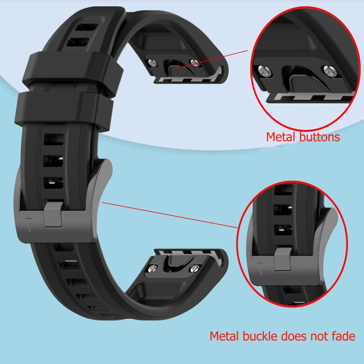 Compatible with Garmin Fenix 7 Solar / Sapphire Solar Solid Color Black Buckle Silicone Quick Release Watch Band(Dark Blue) - free shipping - PMC TechLife - Order now!
