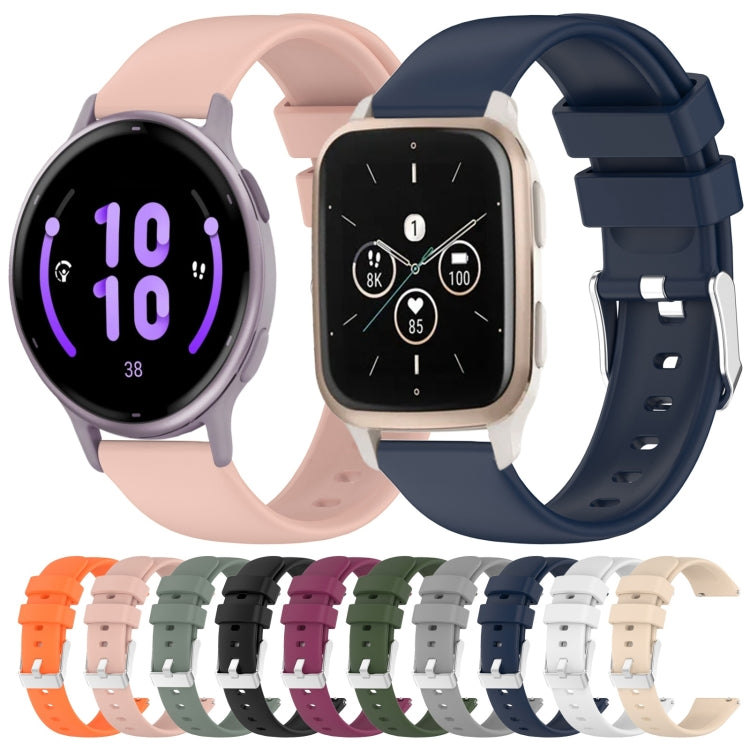 Compatible with Garmin Compatible witherunner Sq2 20mm Smooth Solid Color Silicone Watch Band(Black) - Watch Bands by PMC TechLife | Online Shopping South Africa | PMC TechLife | Buy Now Pay Later Mobicred