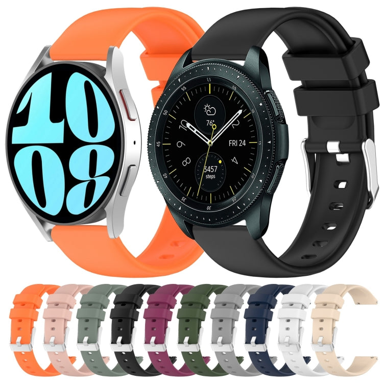 For Samsung Galaxy Watch Active 2 44mm 20mm Smooth Solid Color Silicone Watch Band(White) - Watch Bands by PMC TechLife | Online Shopping South Africa | PMC TechLife | Buy Now Pay Later Mobicred