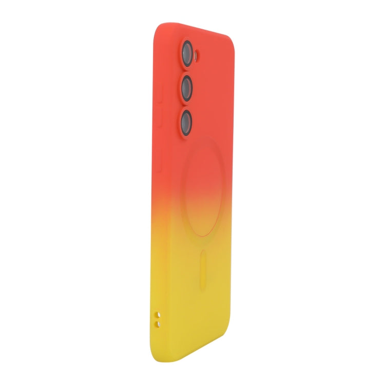 For Samsung Galaxy S23 5G ENKAY Hat-Prince MagSafe Rainbow Gradient Silicone Phone Case with Lens Film(Orange Yellow) - Galaxy S23 5G Cases by ENKAY | Online Shopping South Africa | PMC Jewellery