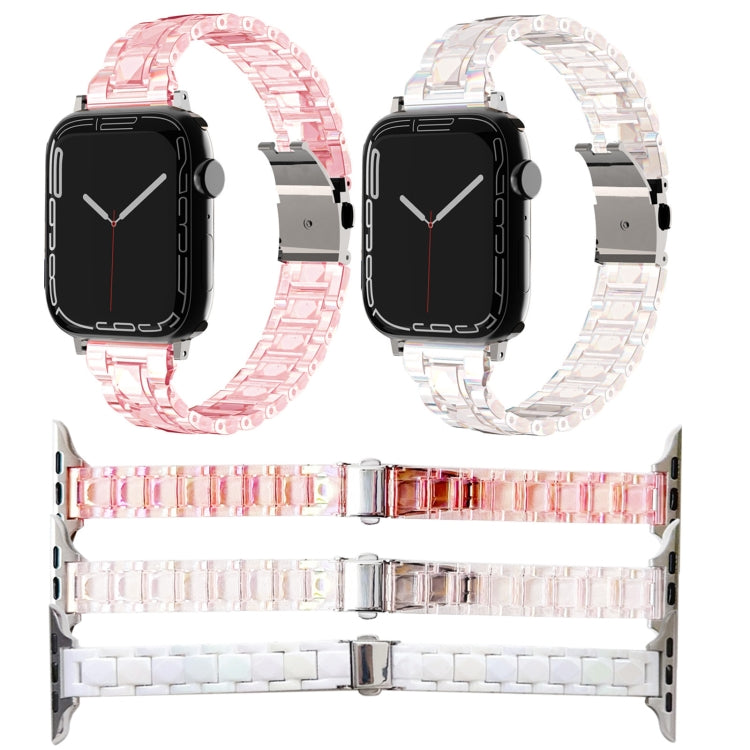 For Apple Watch Series 7 41mm Laser PC Colorful 12mm Slim Watch Band(White) - Watch Bands by PMC TechLife | Online Shopping South Africa | PMC TechLife