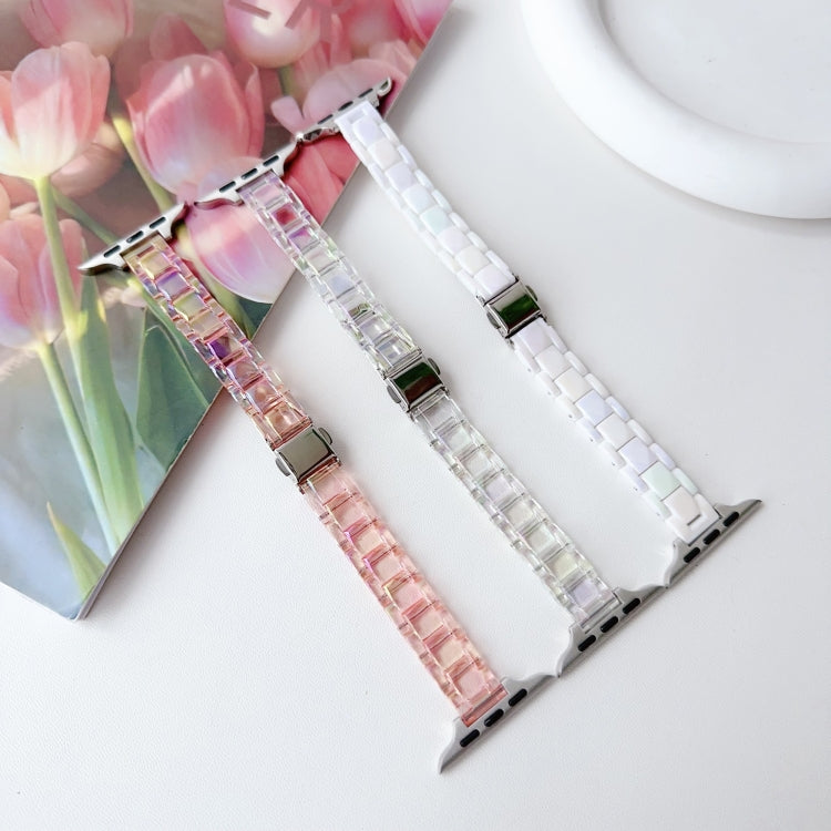 For Apple Watch Series 7 41mm Laser PC Colorful 12mm Slim Watch Band(White) - Watch Bands by PMC TechLife | Online Shopping South Africa | PMC TechLife
