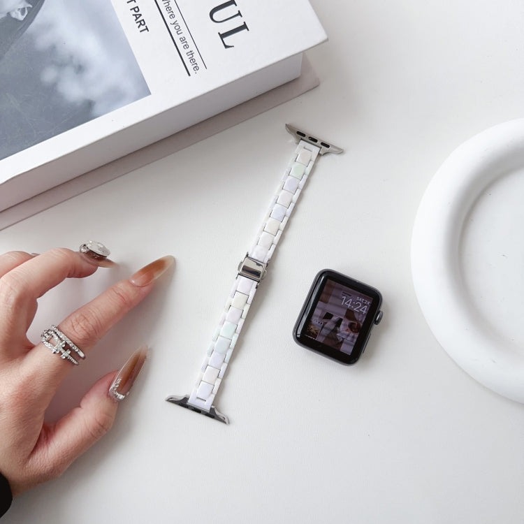 For Apple Watch Series 9 41mm Laser PC Colorful 12mm Slim Watch Band(White) - Watch Bands by PMC TechLife | Online Shopping South Africa | PMC TechLife
