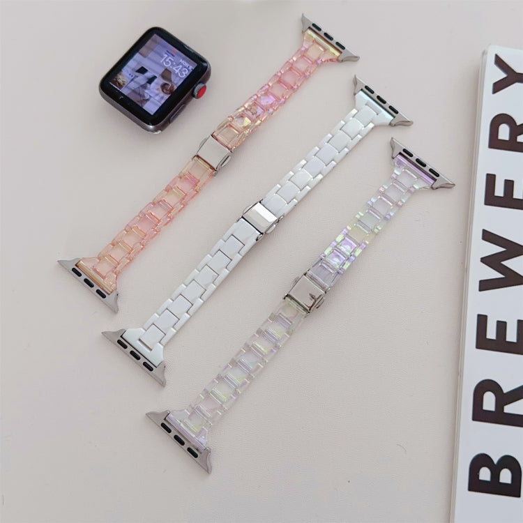 For Apple Watch Series 3 38mm Laser PC Colorful 20mm Slim Watch Band(White) - Watch Bands by PMC TechLife | Online Shopping South Africa | PMC TechLife