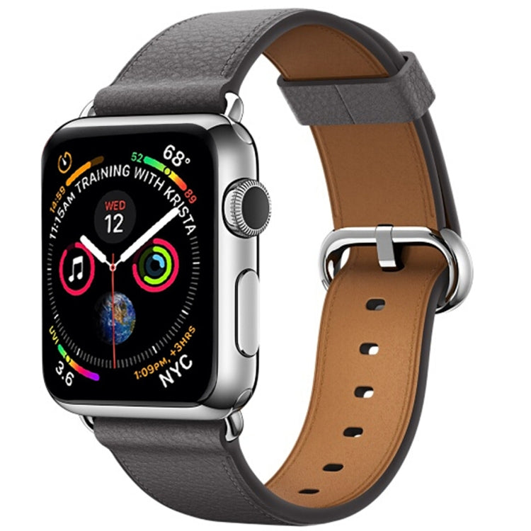 Classic Button Leather Wrist Strap Watch Band for Apple Watch Series 3 & 2 & 1 42mm(Gray) - Watch Bands by PMC TechLife | Online Shopping South Africa | PMC TechLife | Buy Now Pay Later Mobicred