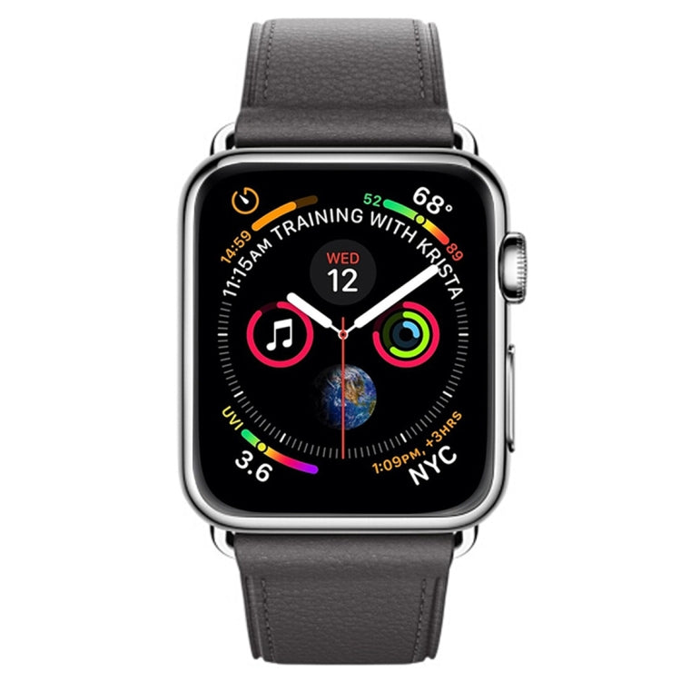 Classic Button Leather Wrist Strap Watch Band for Apple Watch Series 3 & 2 & 1 42mm(Gray) - Watch Bands by PMC TechLife | Online Shopping South Africa | PMC TechLife | Buy Now Pay Later Mobicred