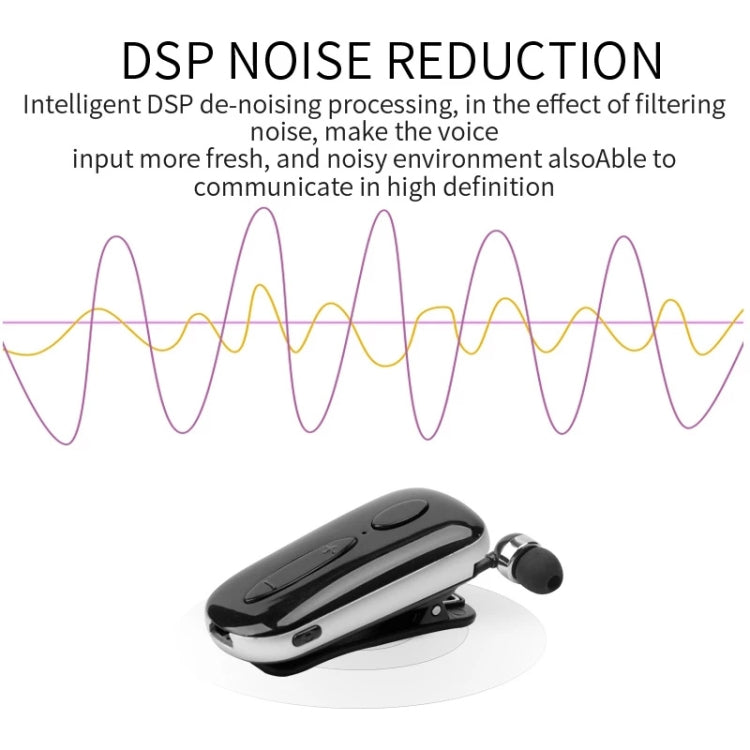 K36 Stereo Wireless Bluetooth Headset Calls Remind Vibration Wear Clip Driver Auriculares Earphone(Black) - Bluetooth Earphone by PMC TechLife | Online Shopping South Africa | PMC TechLife