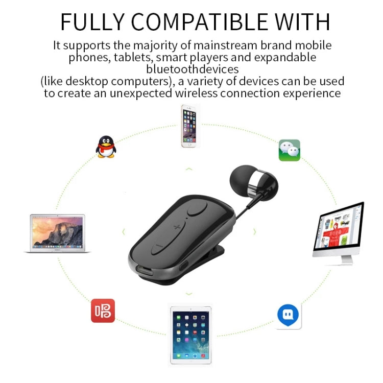 K36 Stereo Wireless Bluetooth Headset Calls Remind Vibration Wear Clip Driver Auriculares Earphone(Black) - Bluetooth Earphone by PMC TechLife | Online Shopping South Africa | PMC TechLife