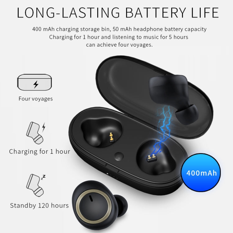 TWS-A1 TWS Bluetooth 5.0 Mini Invisible Sports Music Earphone with Charging Box & Microphone (Black) - TWS Earphone by PMC TechLife | Online Shopping South Africa | PMC TechLife
