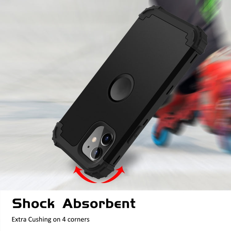 For iPhone 11 PC+ Silicone Three-piece Anti-drop Mobile Phone Protective Back Cover(Black) - iPhone 11 Cases by PMC TechLife | Online Shopping South Africa | PMC TechLife
