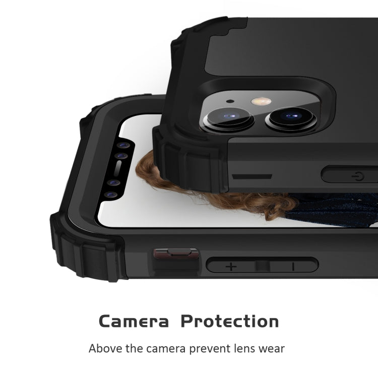 For iPhone 11 PC+ Silicone Three-piece Anti-drop Mobile Phone Protective Back Cover(Black) - iPhone 11 Cases by PMC TechLife | Online Shopping South Africa | PMC TechLife