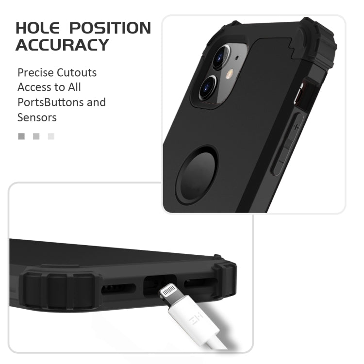 For iPhone 11 PC+ Silicone Three-piece Anti-drop Mobile Phone Protective Back Cover(Black) - iPhone 11 Cases by PMC TechLife | Online Shopping South Africa | PMC TechLife