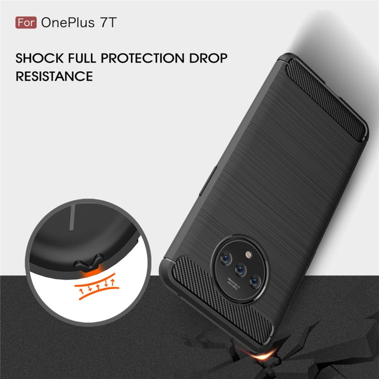 For Oneplus 7T Brushed Texture Carbon Fiber TPU Case(Black) - OnePlus Cases by PMC TechLife | Online Shopping South Africa | PMC TechLife | Buy Now Pay Later Mobicred