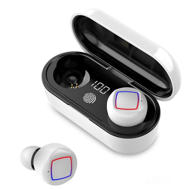 TWS Fingerprint Touch Bluetooth Headset LED Battery Display With Charging Bin(White) - TWS Earphone by PMC TechLife | Online Shopping South Africa | PMC TechLife
